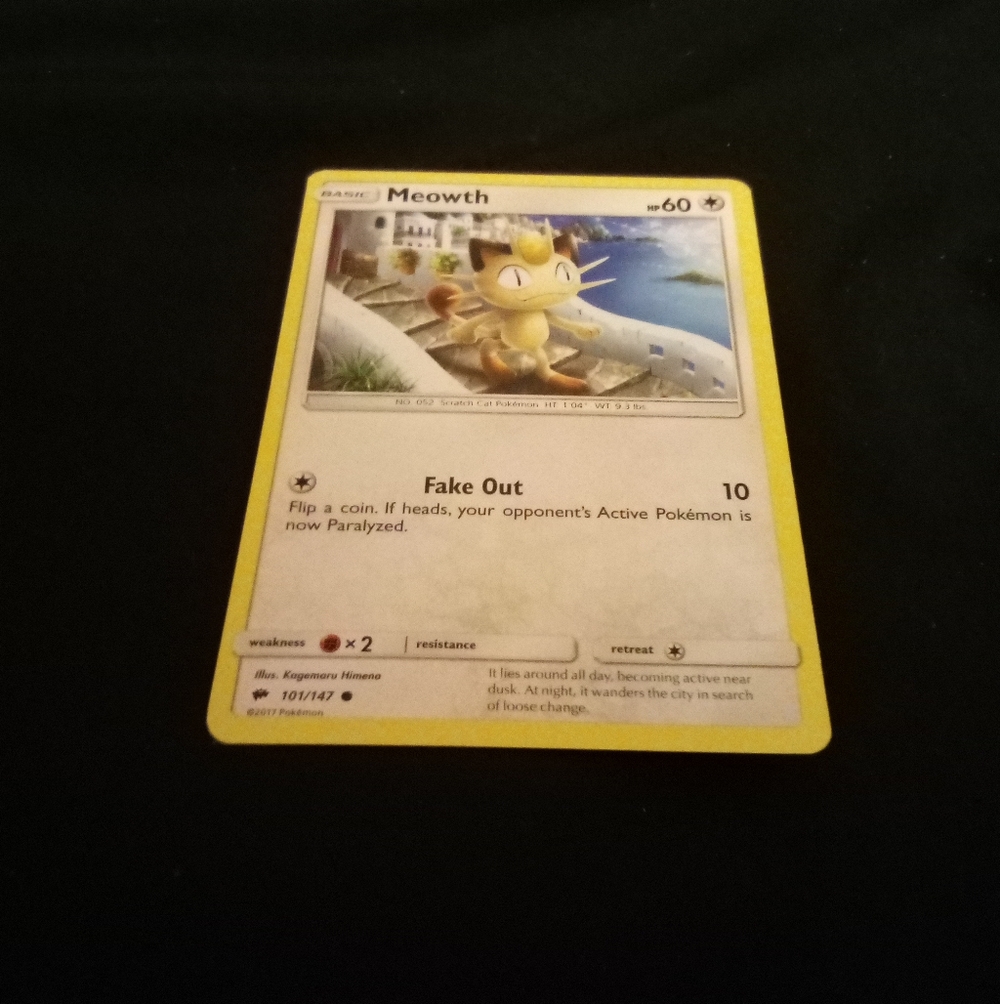 Pokemon Meowth 101/147 Non Holo Common Burning Shadows
